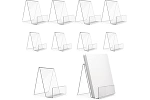 Dicunoy 10 Stück Acryl Buchständer, Acryl Tablet Halter Buchstützen , Kunstdisplay-Halter für Bilderalbum, Broschüre, Taschenbücher auf Tischplatte, Regale, Klassenzimmer(10x10x15 CM 7,5x9x10 CM)