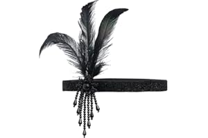 SJBAUTYO 1920er Jahre Flapper Stirnband, 1920er Jahre Stirnband Perlen Flapper, Feder Stirnband Perlen Stirnband, 20er Jahre Haarschmuck für Party Schmuck Frauen Mädchen