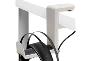 Luabue Kopfhörer Ständer Weiß PC-Gaming-Headset-Haken-Halterung mit 360° Verstellbarer drehbarer Armklemme und integriertem Kabelclip