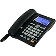 TelPal Corded Caller ID Telephone, Landline Home Phones with Blue Backlight & Speaker, Hands Free Analog Hotel Office Telephone Set, Desktop Speed Memory Dial Telephones for Seniors (Black)