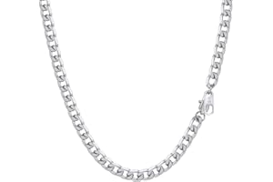 PROSTEEL Mens Cuban Chain Necklace, Curb Link Chains Silver/Gold Plated, 4mm/6mm/9mm/13mm Width, 18"-30" Inches, Hip Hop Jewellery -Send Gift Box