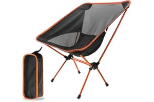 LSLANSOON Ultralight Portable Camping Chair, Compact Folding Backpacking Chair, Collapsible Beach Chair Patio Dining Chair with Carrying Bag for Outdoor Hiking Fishing Backyard Picnic Travel (Orange)
