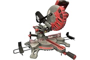 LUMBER JACK Sliding Compound Mitre Saw, 210mm Single Bevel Action 1500W 240V 45 Degree Bevel 4500rpm Includes 24T Blade
