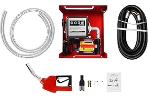 GDSKR Dieselpumpe, 230V, Heizölpumpe Premium Kraftstoffpumpe, selbstansaugende Ölpumpe, mobile Tankstellen, mit Schläuchen und Zapfpistole, Griff Hof Tankstelle Tankanlage Diesel Heizöl Pumpe