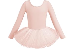 HIPPOSEUS Ragazza Vestito da Balletto Tutu Body Danza Bambina Classica Balletto Abito Manica Corta, Y-04WDM