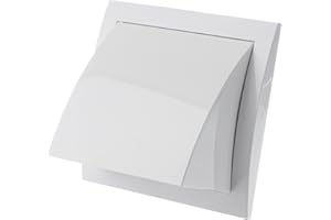 LIRAST 150x150mm / Ø 100mm Blanche Grille D'aération avec Clapet Anti-retour - Grill de Ventilation en ABS Plastique - Protège la Façade et Empêche l'entrée D'air Froid