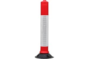 COCUS 750mm Flexible Traffic Post Bollard Heavy Duty Self Weighted Reflective Cone For Outdoor Road Safety, Car Parks, Driveways, Highways (Post + Base)