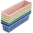 COMET Plastics Multipurpose Drawer Organiser | Set of 6 | 26cm x 8cm x 6cm | Blue, Green, Pink | Suitable To Use In Office, Kitchen, Bathroom, Bedroom dresser, Craft Basket Rack| (Green,Blue Pink)