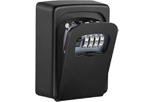 CDC DIGI Caja de llave segura exterior con candado numeros, caja de llaves de pared con código de 4 dígitos, caja para llave de almacenamiento de seguridad de 5 llaves, para la escuela de garaje en casa Airbnb