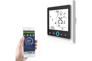 Qiumi Termostato WiFi para calefacción Individual de calderas de Gas/Agua Funciona con Amazon Alexa, Google Home IFTTT, Contacto seco, 5A 95~240V AC