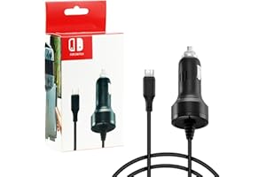 Zeato High Speed Car Charger Adapter for N Switch and Switch Lite with Charging Cable - Black
