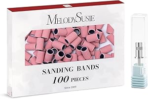 MelodySusie 100 Pcs Bandes de Ponçage pour Ponceuse à Ongles 180 Grain Fin Lime à Ongles pour Ongles en Acrylique Gel Embouts Manchons pour Manucure et Pédicure (Rose)