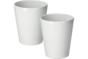 KOTARBAU® Lot de 2 pots de fleurs en céramique pour orchidées - Hauteur : 150 mm - Diamètre : 120 mm - Blanc