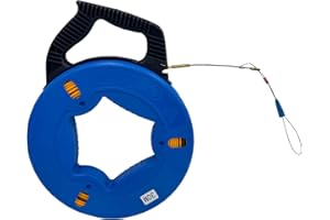RIBOWRI Fish Tape Wire Puller 4mm 30m | Fibreglass Conduit Snake for Electrical Wiring | Dual-Range Cable Pulling Tool with Storage Case | Attic, LAN & Pipe Applications【30M】