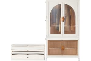 RMAN Scatole Plastica con Coperchio, 58L Scatole Portaoggetti per Vestiti con Ruote e Coperchio Pieghevole Scomparto Rimovibile in Plastica Armadio Camera da Letto per Libri, Abiti, Giocattoli, Bianco