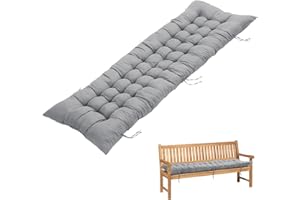DKIEI Garden Bench Cushion with Non-Slip Straps - 8cm Thick Rectangle Seat Pad for Patio Indoor Outdoor Dining 160x50cm in Grey (Only Cushion)