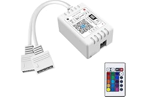 iNextStation LED Smart RGB WiFi Controller Dual 4-Pin Output with 24-Key Remote Compatible with Alexa/Google Assistant/IFTTT for SMD 3535 5050 3528 Color Changing LED Strip Lights (2-Port)
