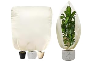 Kiaitre Pflanzen Winterschutz, 2 Stück 180x120cm 80g/㎡ Winterschutz für Kübelpflanzen, Frostschutz Pflanzen schutzbeutel mit Reißverschluss & Kordelzug, Reißfest Vlies Schutzhülle für Topfpflanzen