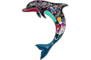 DUOWEI Bonito broche de delfín esmaltado floral, delicado pin de delfín, decoración de bufanda para mujeres y niñas, joyería de regalo