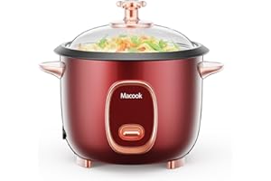 ‎MACOOK Reiskocher und Dampfgarer, (1 Liter, 8 Tassen gekocht) für 4-5 Personen, Multifunktional Antihaft-Pfanne Rice Cooker, Mini Reisender Reiskocher, Reiskocher Klein CFXB20-4H, 400 Watt