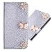 Produktbild 3D Butterfly Bling Glitter Glitzer Diamond Musterg Ledertasche Slim Retro Bookstyle mit Standfunktion Karteneinschub Magnetverschluss Flip Wallet Hülle Schutzhülle für Samsung Galaxy A6 2018