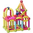 ROUSKY Magnetic Rods Set，Magnet Building Sticks Set, Building Blocks Tiles, STEM Stacking Toys for Kid Age 3+ (multicolour-42PCS)