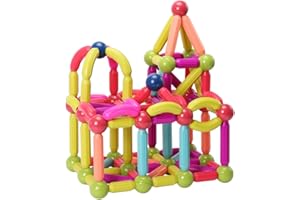 ROUSKY Magnetic Toy Building Blocks Set, Magnetic Building Sticks Set, Building Blocks Tiles, STEM Stacking Toy for Children Age 3+ (Multicoloured, 42 Pieces)