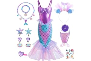 YYDSXK Kostium syrenki dla dziewczynki, kostium księżniczki syrenka z naszyjnikiem syrenki, kostium księżniczki luksusowa sukienka dla dzieci na imprezę druhny cosplay karnawał