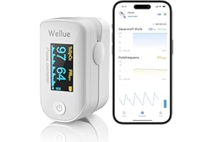 VIATOM Bluetooth Pulsoximeter, Sauerstoffsättigung Messgerät, Überwachung des Sauerstoffs, SP O2 und Herzfrequenzmesser, Monitor für Fingerspitzen mit App, Tragbar und leicht mit Batterien, Weiß