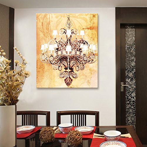 X&amp;L Solid Wood LED Fiber Painting Wall Decoration Painting Frameless Painting Bedroom Living Room Restaurant Bedroom Waterproof Canvas(European Chandeliers) , 50*70