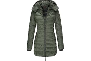 FUPODD Daunenmantel Damen Mit Kapuze Winterjacke Damen Warm Gefüttert Steppjacke Damen Outdoor Wintermantel Damen Lang Daunenjacke Frauen Zipper Mantel Damen Winter Puffer Skijacke Dicke Steppmantel