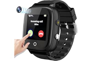 EURHOWING Kinder-Smartwatch GPS-Tracker Telefon,Smartwatch Wecker,Match-Spiel,SOS Kamera-Touchscreen 3-15 Geburtstag Telefonieren Geschenk Weinachtsgeschenke,Schwarz,EURHOWING163623,one Size