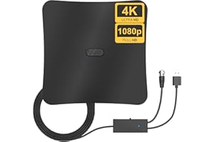 FxindX Innen TV Antenne, DVBT2 Antenne mit Verstärker, TV Zimmerantenne für Alle Sender, Großer Reichweite Fernsehantenne mit Koaxialkabel, Dvbt Antenne Außen Unterstützt 4K 1080P VHF und UHF