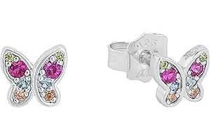 s.Oliver Ohrstecker 925 Sterling Silber Mädchen Kinder Ohrschmuck, mit Zirkonia synth, Schmetterling, Kommt in Schmuck Geschenk Box
