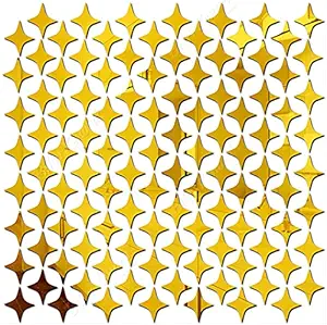 Bikri Kendra - 100 Star Golden 3D Mirror Wall Stickers