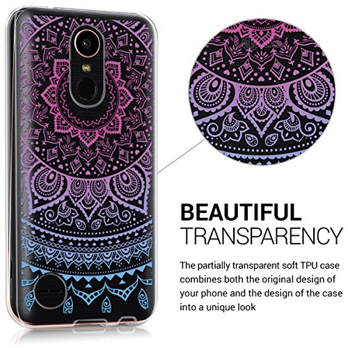 kwmobile HÃ¼lle fÃ¼r LG K10 (2017) - TPU Silikon Backcover Case Handy SchutzhÃ¼lle - Cover klar Indische Sonne Design Blau Pink Transparent