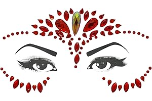 WONDERCAT LONDON Face Gems Face Jewels Adhesive Glitter Jewel Tattoo Sticker Festival Rave Party Body Make Up Body Jewels (AW030 RED)