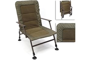 GENERIC Foldable Fishing Chair with Adjustable Legs, Mud Feet & Armrest, Durable Comfortable Padded Fabric, Compact & Portable, Carp Coarse Anglers, Outdoors Camping