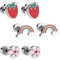 Boucles D'oreilles Pendantes Fraise - Alliage Rouge - Fermoir Clous - NEUVES