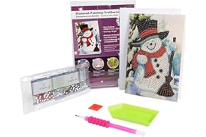 Ideen mit Herz Diamond-Painting-Grußkarte | Strass-Edition | Din B6 | 370 g/m² | inkl. Steine, Umschlag & Werkzeug … (Schneemann & Zylinder)