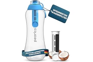 PearlCo - Bouteille filtrante (bleu) - 1 Cartouche de filtre incluse - Pour l'extérieur, le sport, le gymnase et le bureau