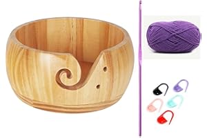 Afoosoo Holz Strickschüssel, handgemachte Nadel und Faden Garn Ball Aufbewahrungsschüssel Handwerk Stricken,Wolle Stricken Aufbewahrungsschüssel für Stricken und Häkeln (Kiefer)