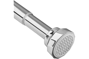 VIOREMOS Ø25mm Asta per Tenda da Doccia Argento 76-132cm, Nessuna Foratura Asta per Tenda, Asta Telescopica Estendibile per Bagno, Cucina, Balcone