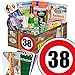 Produktbild DDR Spezialitäten Geschenkset zum 38. Geburtstag mit Geschenkverpackung "Verkehrsschild 38" mit Ostmotiven + GRATIS Geschenkkarten + GRATIS DDR Kochbuch Geschenk Idee für Mann und Frau Geschenkt für manner Spezialitäten aus der DDR ++ Rotkäppchen Piccolo Sekt, Halberstädter Schmalzfleisch, rote Grütze Himbeer Traditionsprodukte Präsentkorb mit Ostprodukten zum 38 Geburtstag Geschenk für Männer Männergeschenke