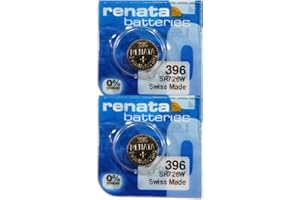 Renata 396 SR726W Batteries - 1.55V Silver Oxide 396 Watch Battery (2 Count)