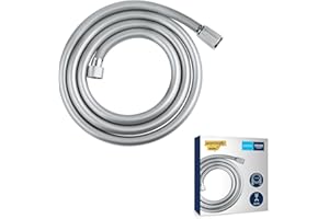 GROHE Flexible tuyau de douche salle de bains VitalioFlex Comfort, tuyau de douche 1750mm, anti-pliures, finition brillante, raccord fileté universel 1/2", chromé, 28745002 (Import Allemagne)