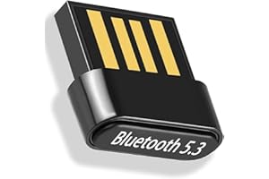 XIEANDKONG Adaptateur Bluetooth PC, USB Bluetooth 5.3 Dongle EDR Clé Bluetooth pour PC, Ordinateur de Bureau, Ordinateur Portable Compatible avec Windows 11/10/8.1/7 (Black) (‎BT5.3)