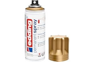 edding 5200 permanent spray - rich gold matt - 200 ml - acrylic paint for painting and decorating glass, metal, wood, ceramic, plastic, canvas - aerosol spray, acrylic spray, paint spray