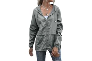 ORANDESIGNE Veste de Pluie Imperméable pour Femmes Léger Veste De Pluie Courte Coupe Vent Extérieure Manteaux à Capuche Vacance Coupe-Vent Zippé