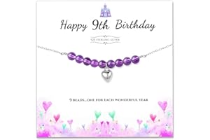 Nbsameng Bracelet 9e 10e 11e anniversaire pour fille en argent sterling avec Améthyste perles, Longueur totale:13+4cm, pour fille de 11 ans Idée cadeau pour adolescentes et filles